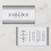 弁護士弁護士の法律事務所のモノグラムの銀は衰退します 名刺 (正面/裏面)