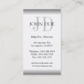 弁護士弁護士の法律事務所のモノグラムの銀は衰退します 名刺 (裏面)