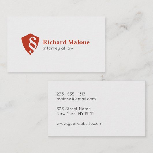 弁護士弁護士の盾のロゴの名刺 名刺 (正面/裏面)