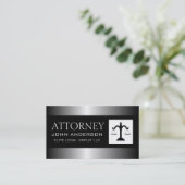 弁護士弁護士の銀の金属の金属ボーダー 名刺 (スタンド正面)