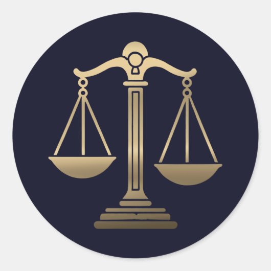 弁護士弁護士はかりで測金ゴールド ラウンドシール (正面)
