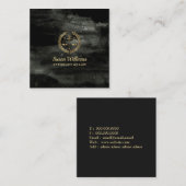 弁護士弁護士アクアレルブラックアンド金ゴールド スクエア名刺 (正面/裏面)