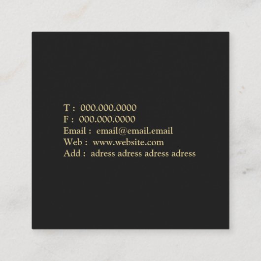 弁護士弁護士アクアレルブラックアンド金ゴールド スクエア名刺 (裏面)