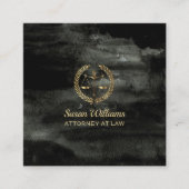 弁護士弁護士アクアレルブラックアンド金ゴールド スクエア名刺 (正面)