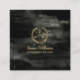 弁護士弁護士アクアレルブラックアンド金ゴールド スクエア名刺
