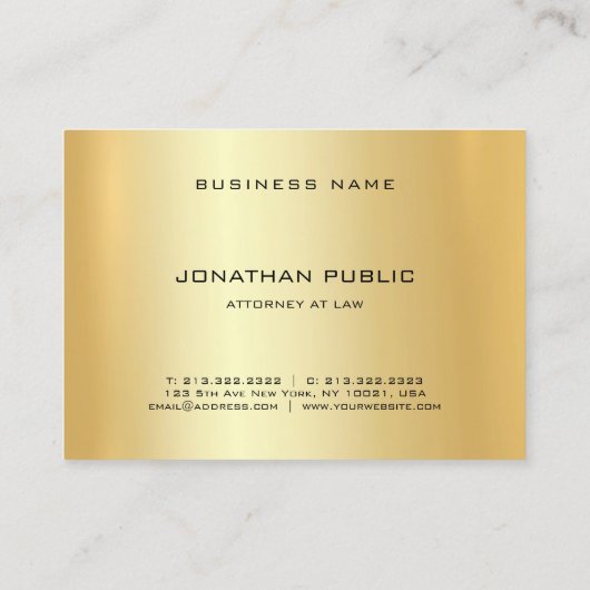 弁護士弁護士エレガント金ゴールドテンプレート法律事務所 名刺 (裏面)