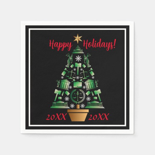 弁護士弁護士クリスマスツリー スタンダードカクテルナプキン (正面)
