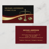 弁護士弁護士ジャスティスエレガントブラック&ダークレッド 名刺 (正面/裏面)