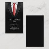 弁護士弁護士テーラーブラックスーツ赤タイ 名刺 (正面/裏面)