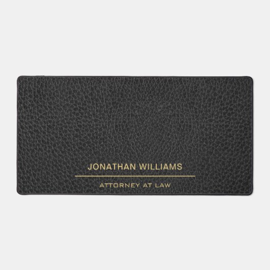 弁護士弁護士フェイクレザーカスタム金ゴールドブラック デスクマット (正面)