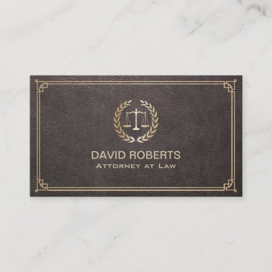 弁護士弁護士フェイクレザー金ゴールドスケール 名刺 (正面)