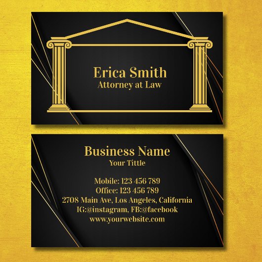 弁護士弁護士プロフェッショナルバックアンド金ゴールド 名刺