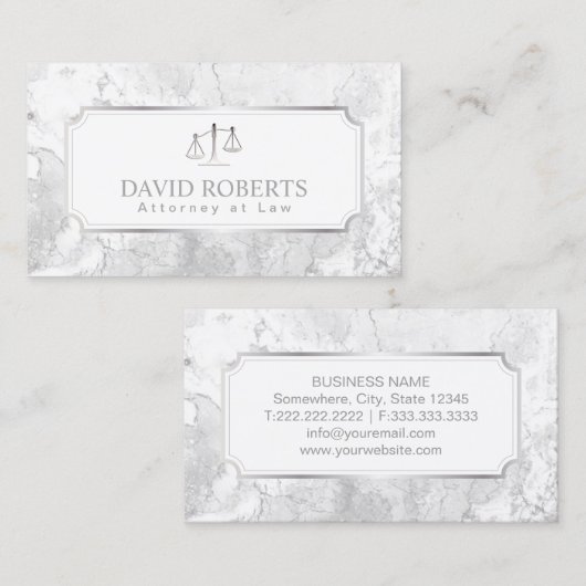 弁護士弁護士モダンホワイトマーブル 名刺 (正面/裏面)
