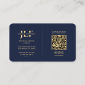 弁護士弁護士モダン法律事務所モノグラム海軍ブルー 名刺 (裏面)