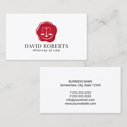 弁護士弁護士ワックススタンプロゴ(平面) 名刺 (正面/裏面)