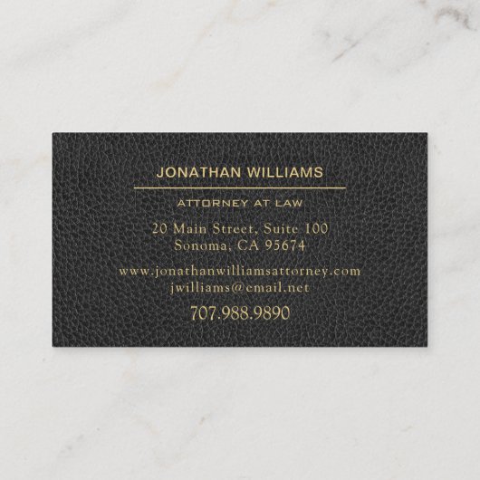 弁護士弁護士法レザーフェイク金ゴールドブラック 名刺 (裏面)