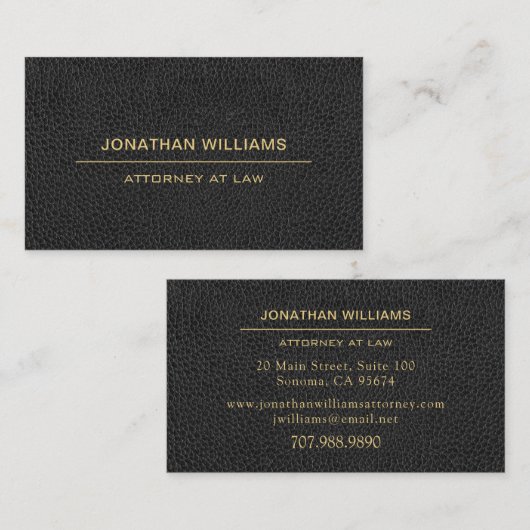 弁護士弁護士法レザーフェイク金ゴールドブラック 名刺 (正面/裏面)