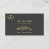 弁護士弁護士金ゴールドジャスティススケールクラシックロゴ 名刺 (裏面)