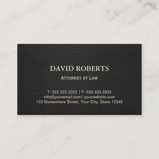 弁護士弁護士金ゴールドスエレガントケールブラックレザー 名刺 (裏面)