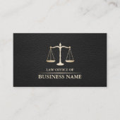 弁護士弁護士金ゴールドスエレガントケールブラックレザー 名刺 (正面)