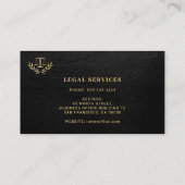 弁護士弁護士金ゴールドスケールクラシックエレガントブラック 名刺 (裏面)