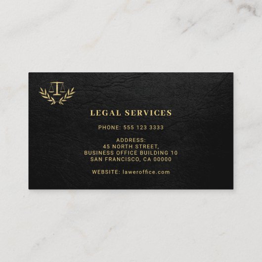 弁護士弁護士金ゴールドスケールクラシックエレガントブラック 名刺 (裏面)
