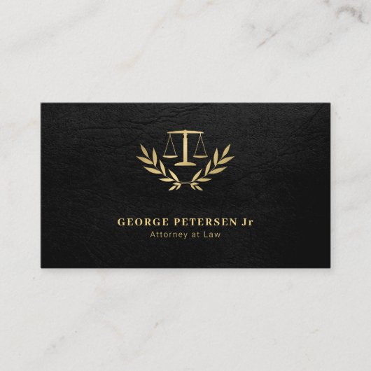 弁護士弁護士金ゴールドスケールクラシックエレガントブラック 名刺 (正面)