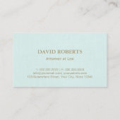 弁護士弁護士金ゴールドスケール・オブ・ジャスティス・ミント・リネン 名刺 (裏面)