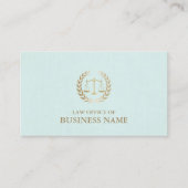 弁護士弁護士金ゴールドスケール・オブ・ジャスティス・ミント・リネン 名刺 (正面)