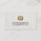 弁護士弁護士金ゴールド法スケールロゴリネンエレガント 名刺 (正面)