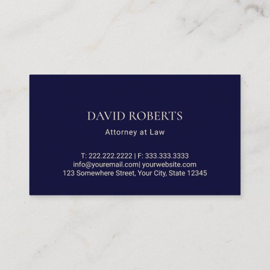 弁護士弁護士金ゴールド規模エレガントJustice Navy 名刺 (裏面)