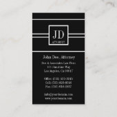 弁護士弁護士黒/白ペンダストライプのント 名刺 (裏面)