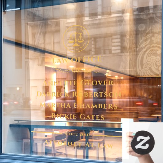 弁護士業 |法律事務所ブラック金ゴールド ウィンドウサイン (カフェ窓)