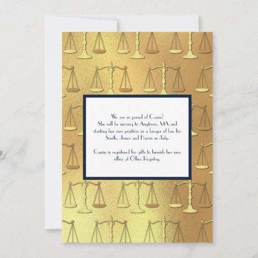 弁護士法学校卒業党金ゴールドネイビーブルー 招待状 (裏面)