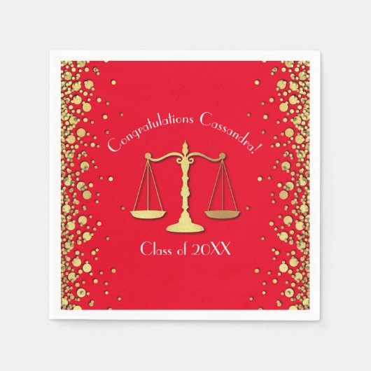 弁護士法学校卒業党金ゴールドレッド スタンダードカクテルナプキン (正面)