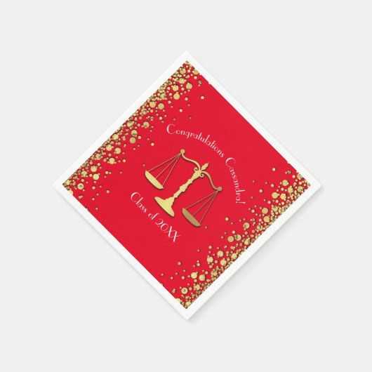 弁護士法学校卒業党金ゴールドレッド スタンダードカクテルナプキン (角)