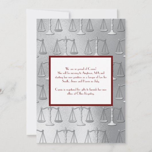 弁護士法学院卒業党シルバーマルーン 招待状 (裏面)