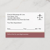 弁護士法律事務所アポイントメントカード 予約カード (正面)