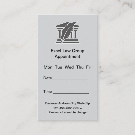 弁護士法律事務所アポイントメント名刺 予約カード (正面)
