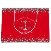 弁護士法科大学卒業パーティーシルバーレッド ラージペーパーバッグ (正面)