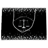 弁護士法科大学卒業パーティーブラックシルバー ラージペーパーバッグ (正面)