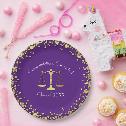 弁護士法科大学紫色金ゴールド卒業パーティー ペーパープレート (パーティー)