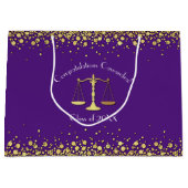 弁護士法科大学紫色金ゴールド卒業パーティー ラージペーパーバッグ (正面)