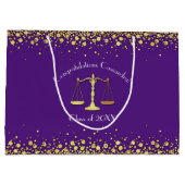 弁護士法科大学紫色金ゴールド卒業パーティー ラージペーパーバッグ (裏面)