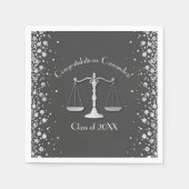 弁護士法科大学院卒業パーティー グレー シルバー スタンダードカクテルナプキン (正面)