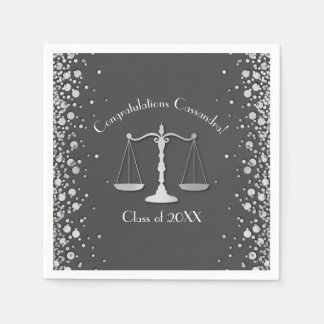 弁護士法科大学院卒業パーティー グレー シルバー スタンダードカクテルナプキン
