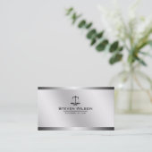 弁護士白鋼と銀鋼の法律スケール 名刺 (スタンド正面)