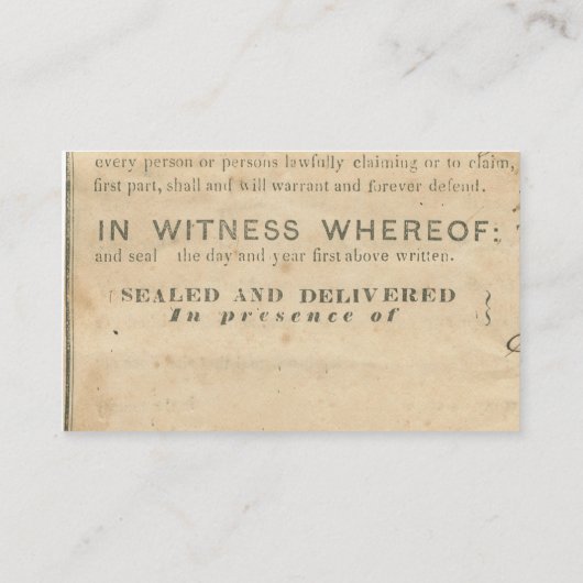 弁護士素朴カード1860の法的文書Ephemera 名刺 (裏面)