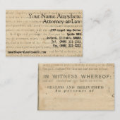 弁護士素朴カード1860の法的文書Ephemera 名刺 (正面/裏面)