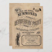 弁護士退職招待状-パーティーヴィンテージレトロ 招待状 (正面/裏面)